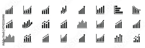 Growing bar graph icon set vector illustration isolated on white background.