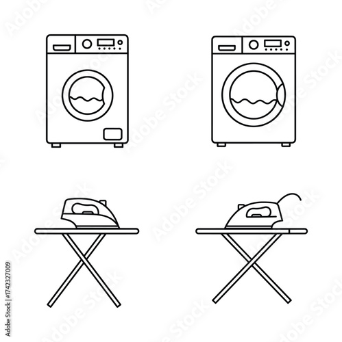 Laundry room appliances icons