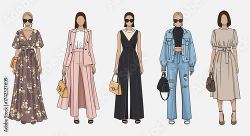 Fashionable women outfits stylish clothing trendy apparel elegant dresses casual wear formal attire summer collection spring fashion autumn style winter wardrobe designer clothes chic looks modern tre