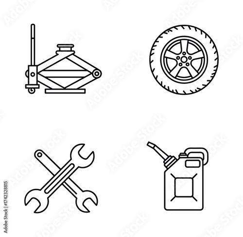 Car Repair and Service Line Icons Set