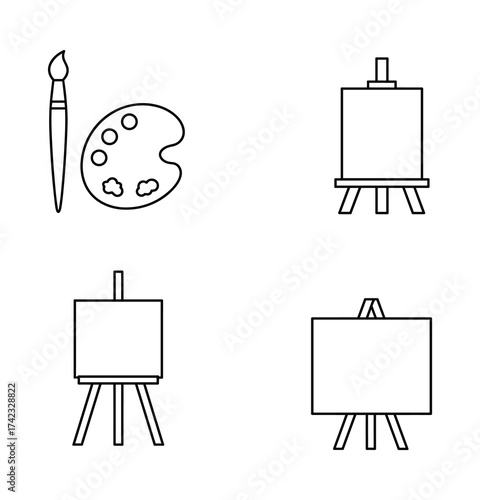 Art and Painting Supplies Line Icons Set