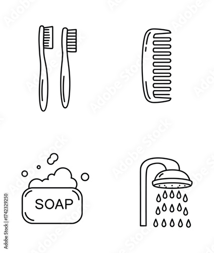 Hygiene and Bathroom Accessories Icons