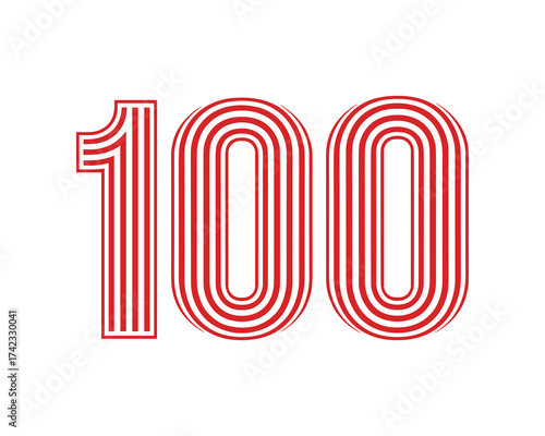 Number 100 Red Stripes Design