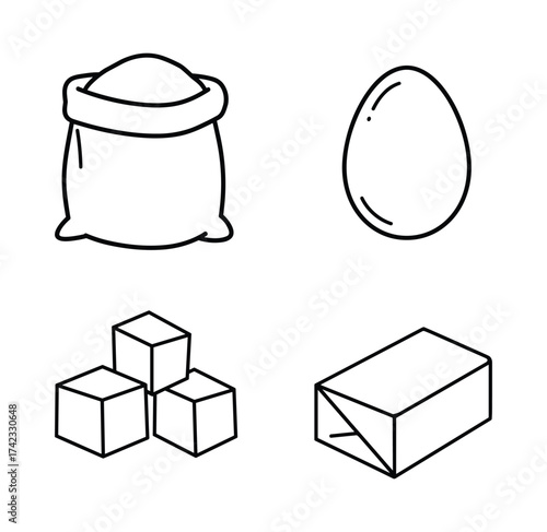 Baking Ingredients Line Icons