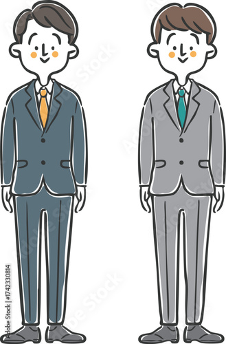 男性会社員　全身　ベクター
