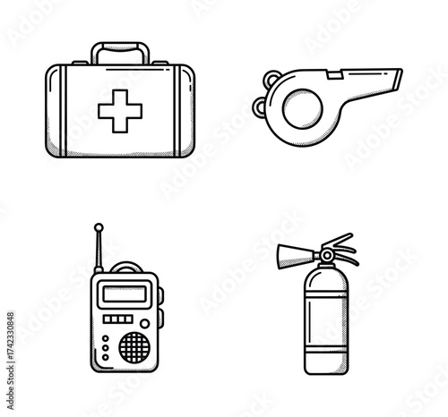 Emergency Safety Equipment Icons
