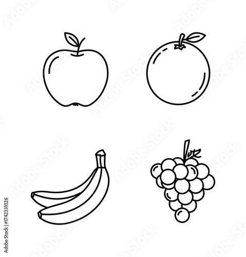 Fresh Fruits Line Art