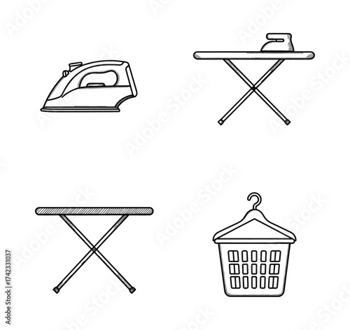Laundry Tools Doodle Icons