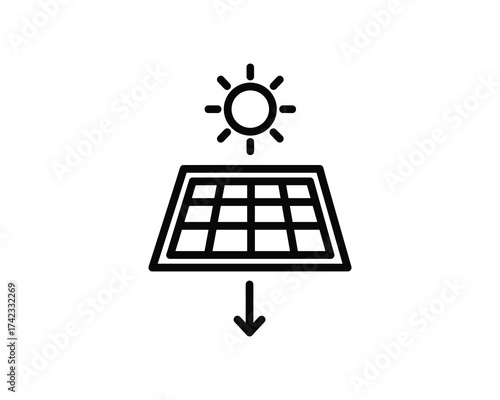 Solar panel icon, sun energy