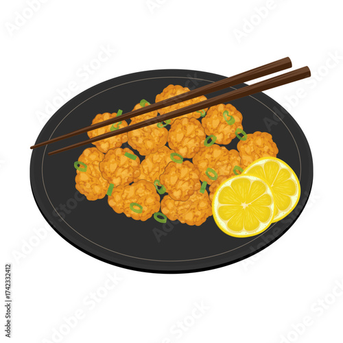 Vector Illustration Logo Clipart Tori No Karaage or Chicken Karaage