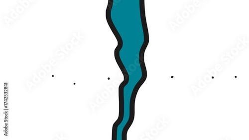 In the middle of the image, water is pouring or a vertical dark blue stripe is distorted.