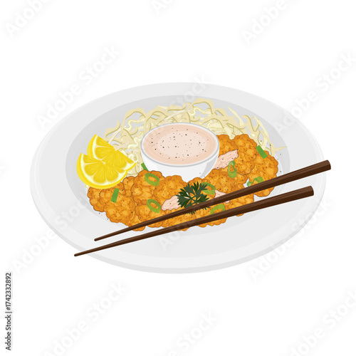 Vector Illustration Logo Clipart Karaage Chicken or Japanese Fried Chicken