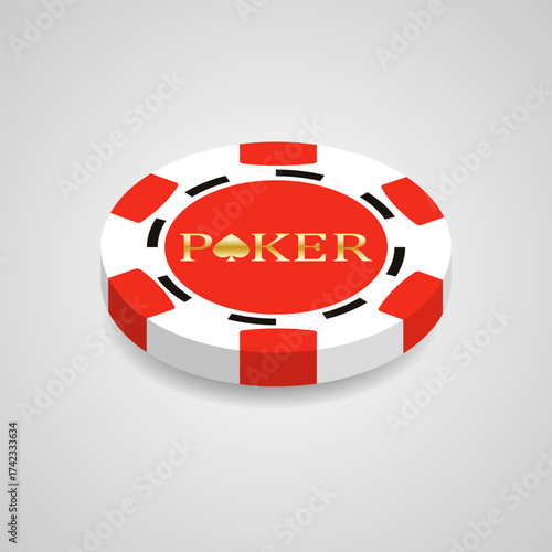 Three-dimensional isometric poker chip. Vector illustration.
