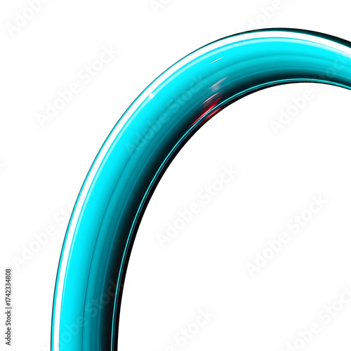 Abstract glowing neon arc shape against transparent background