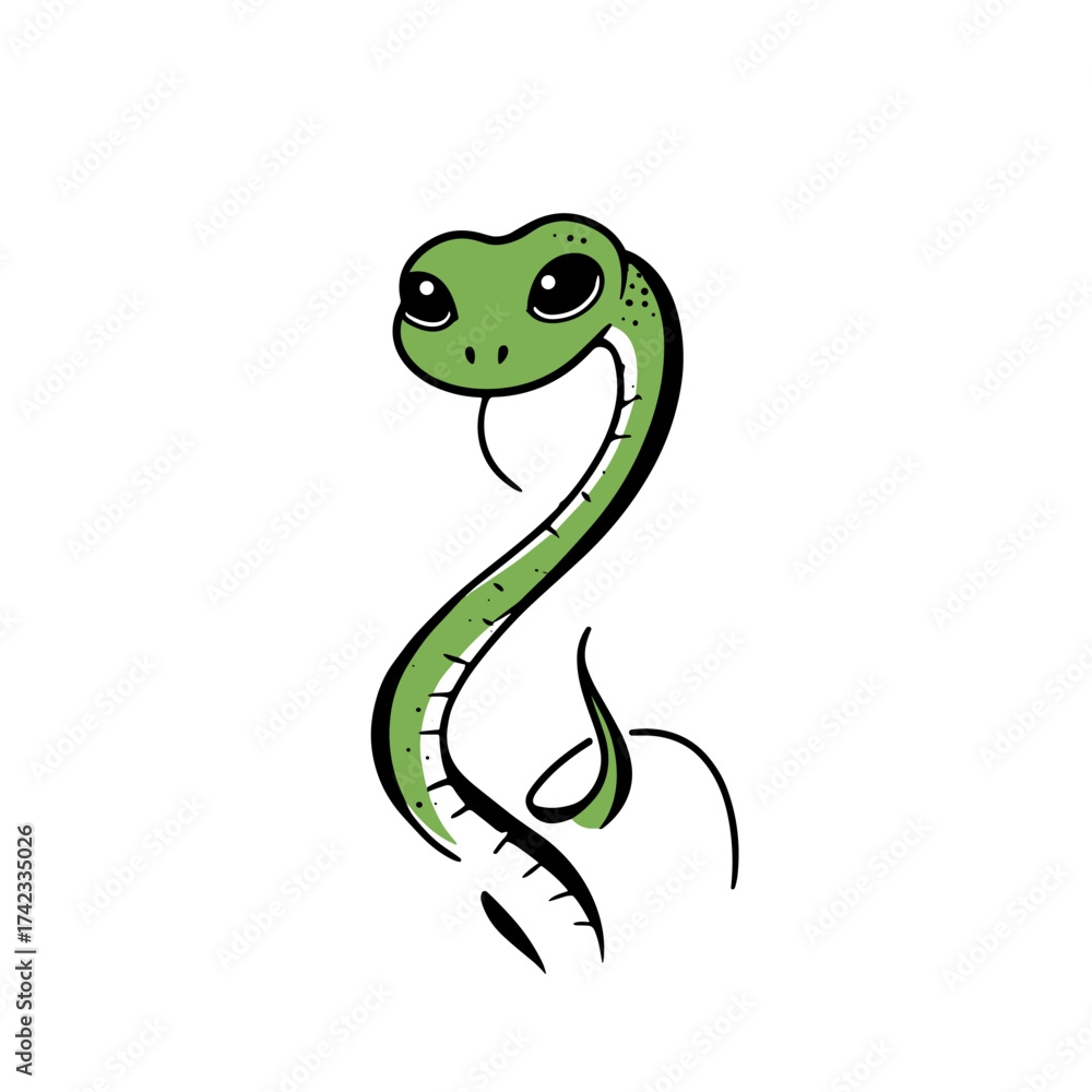 Fototapeta premium Anaconda. Anaconda simple black and white line art vector logo