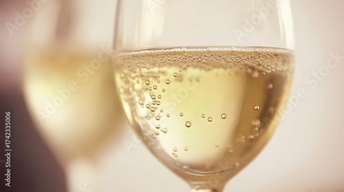 Elegant sparkling wine glass close up with bubbles creating a celebratory mood