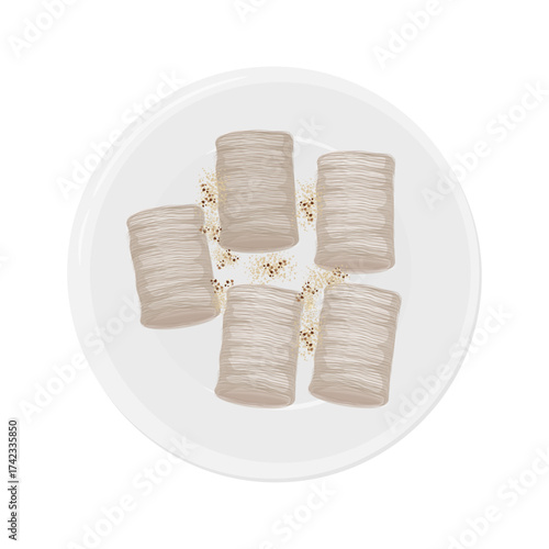 Vector Illustration Logo Clipart Top View Korean Traditional Candy KKultarae  or Dragon's Beard Candy