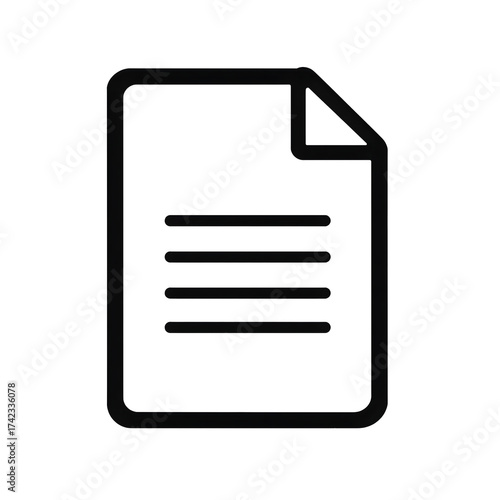 Document icon with outline text paper sheet concept for web or user interface design