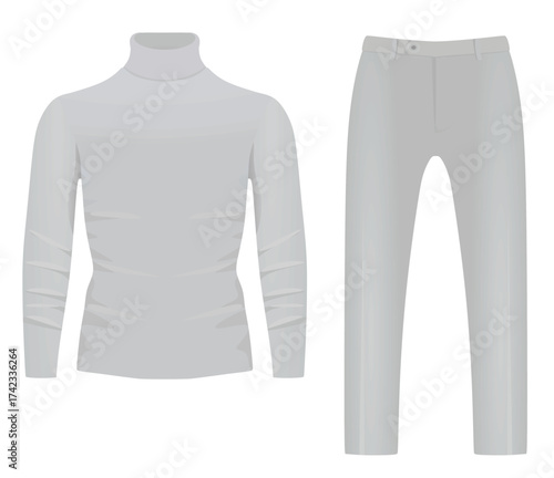 Grey roll neck shirt and pants. vector illustration	