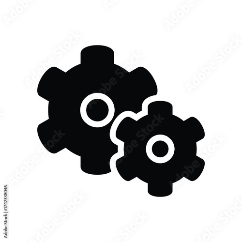 double wheel gear solid icon vector design good for web or mobile app