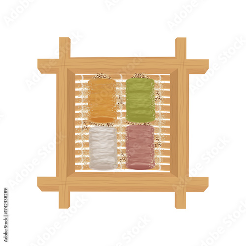 Vector Illustration Logo Clipart Top View Colorful Kkultarae or Dragon Beard Candy