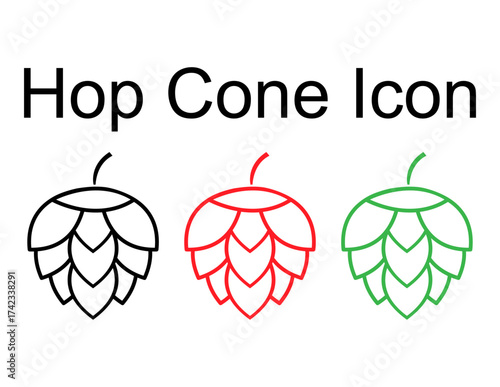 Set of Hop icon beer cone leaf sign,pub herb design, nature seed vector .