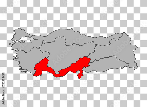 Mediterranean Region of Turkey map symbol shape, travel web concept icon vector illustration .