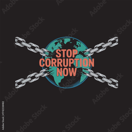 Stop Corruption Now – Powerful Awareness Vector Illustration