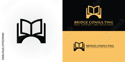The logo of a culture consulting firm illustrates an open book as a bridge. This design elegantly symbolizes how knowledge leads to progress, culture, and community organizations through transitions.