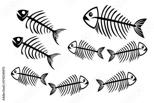 skeleton fishing illustration