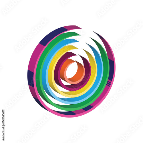 Rotational Rainbow Rings – 2D Sacred Pattern of Gradient Motion and Devotional Layering