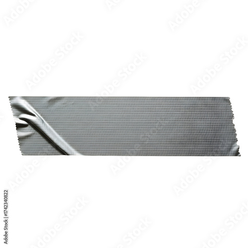 Silver adhesive tape piece isolated on transparent background