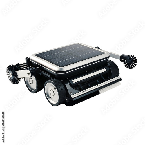Solar powered robotic pool cleaner illustration on transparent background