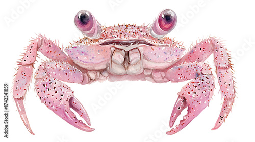 Realistic Illustration of a Pink Crab with Unique Features and Details