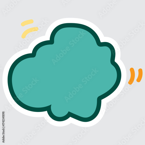 Teal cloud speech bubble doodle