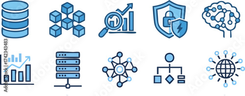 Data Science Icons Database, Network, and Analytics for Business and Technology