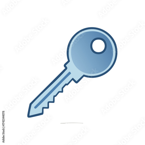 Blue metal key icon illustration safety and security symbol for opening doors and starting vehicles