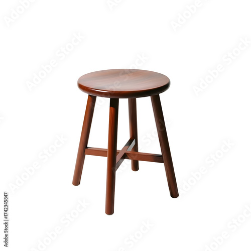 Wooden stool isolated on transparent background
