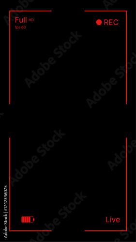 Cinematic Viewfinder Screen, On-Screen Recorder Interface, Retro Camcorder Display, Vintage Camera HUD