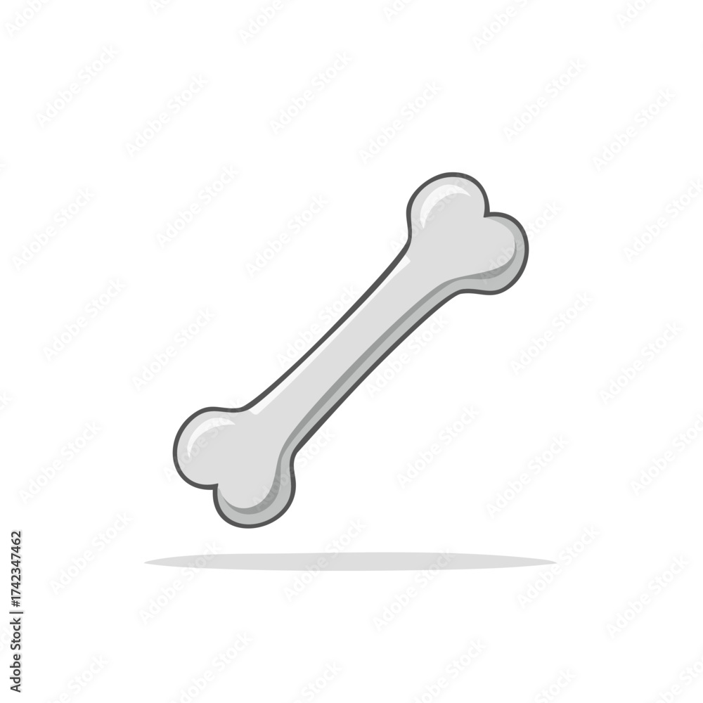 Fototapeta premium Cartoon bone illustration with gray color and shadow