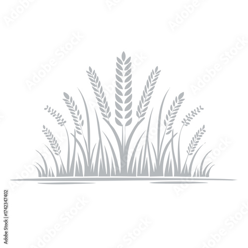 Wheat field logo, grain spikes, grass field, cereal crop icon, harvest crop symbol, agricultural, farm