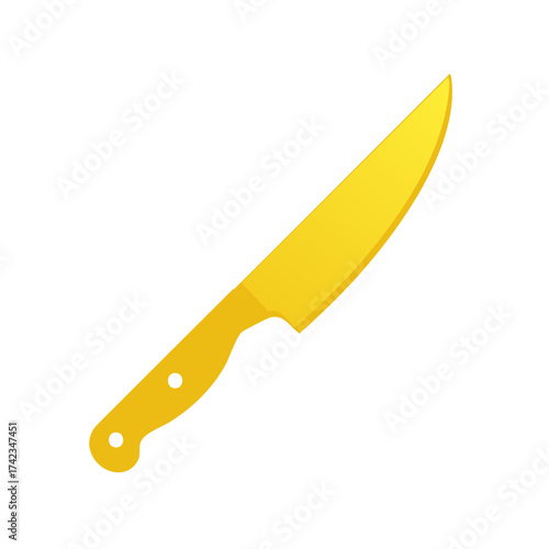 Bright yellow chef knife vector illustration. Modern kitchen culinary cutting tool.