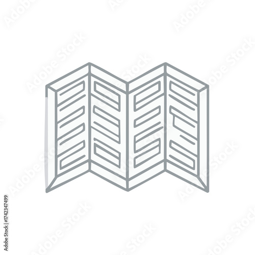 Illustration of a Paper Map Folded with Linear Elements and Panels