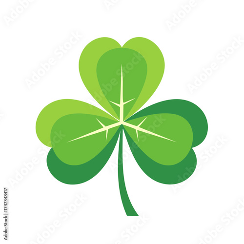 Three Leaf Clover Graphic on White Background, Symbol of Irish Culture and Luck