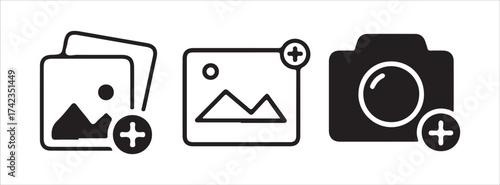 Add new image flat vector icons
