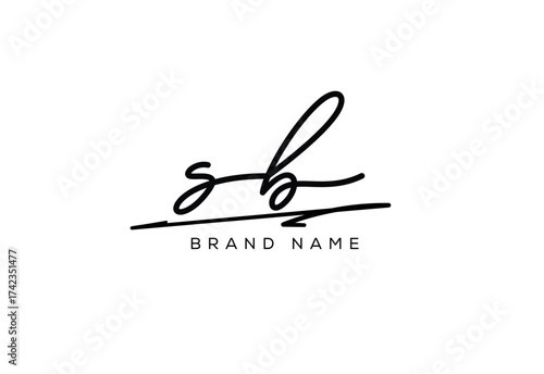 SB letter elegant cursive beauty handwriting logo.