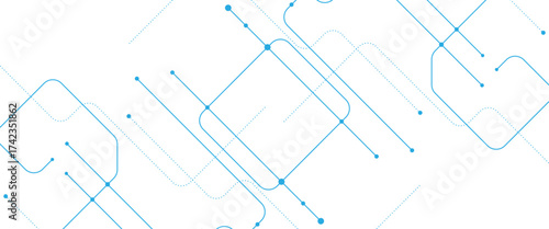 Vector abstract technology tech line with crossed lines and dots.