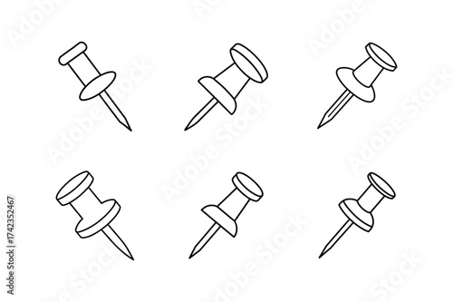 thumbtack line art vector illustration