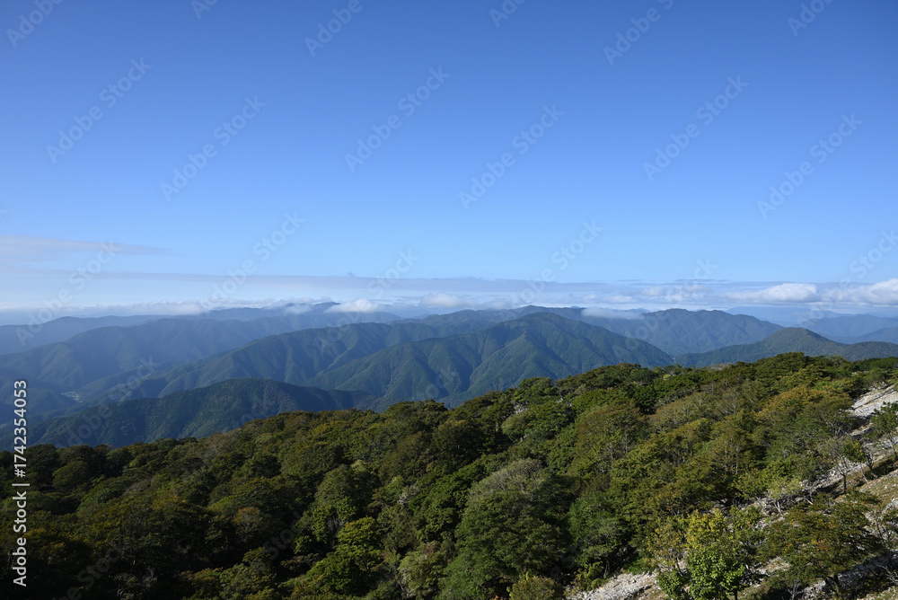 Naklejka premium Climbing Mt. Ibuki, Shiga, Japan