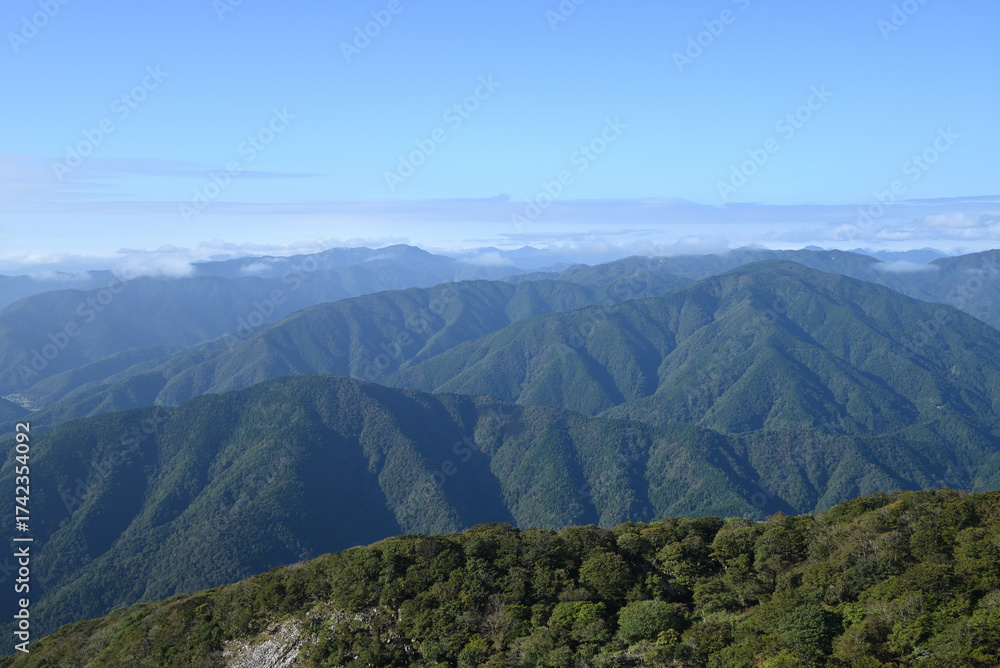 Naklejka premium Climbing Mt. Ibuki, Shiga, Japan